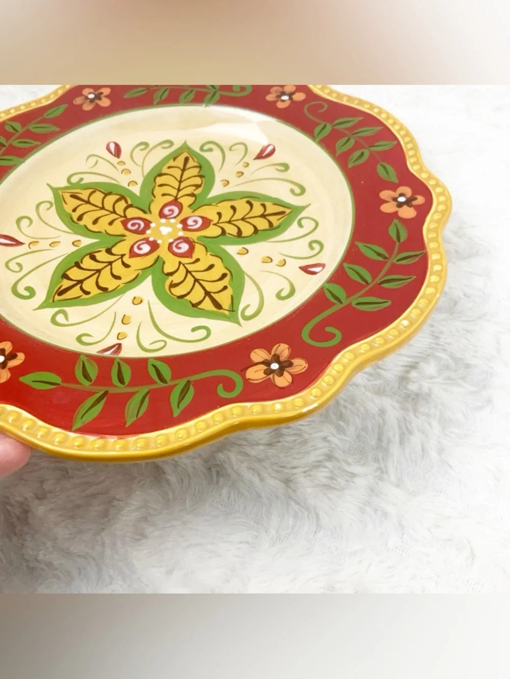 Pier 1 Imports 3 Juliana Salad Plates Earthenware Floral Boho 8.5”